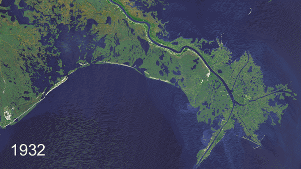 Land Area Change in Coastal Louisiana from 1932 to 2010