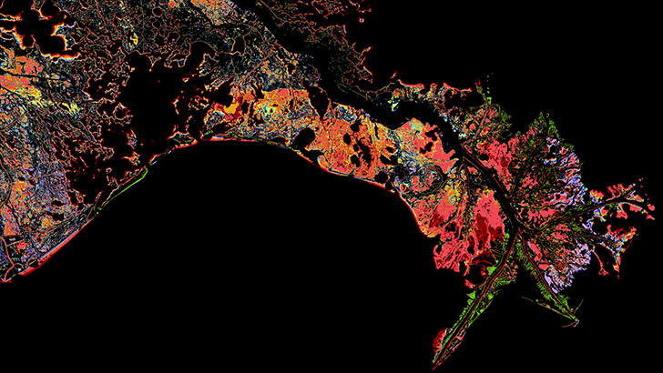 Land Area Change in Coastal Louisiana from 1932 to 2010